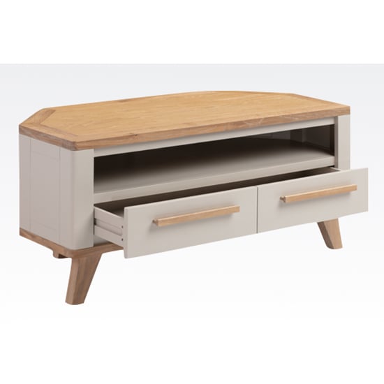 Rimit Corner Wooden TV Stand With 2 Drawers In Oak And Beige_2