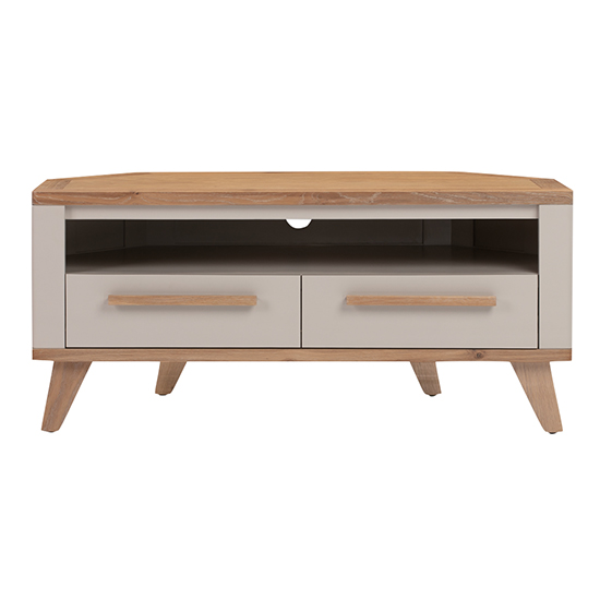 Rimit Corner Wooden TV Stand With 2 Drawers In Oak And Beige_3
