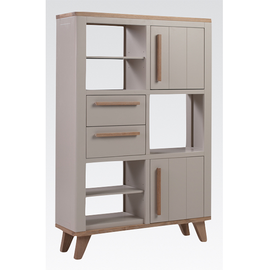 Rimit Wooden High Display Unit In Oak And Beige