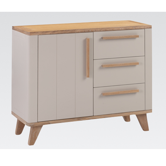 Photo of Rimit wooden sideboard 1 door 3 drawers in oak and beige