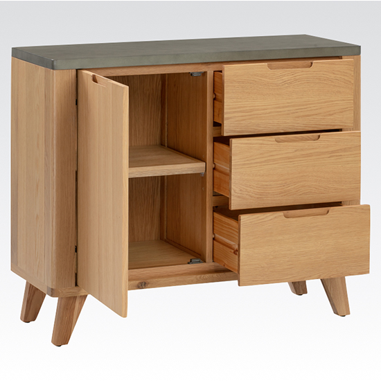 Rimit Wooden Sideboard 1 Door In Oak And Concrete Effect_2