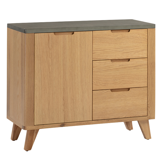 Rimit Wooden Sideboard 1 Door In Oak And Concrete Effect