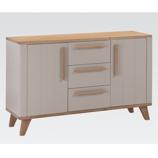 Rimit Wooden Sideboard 2 Doors 3 Drawers In Oak And Beige