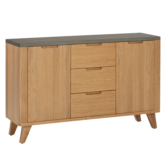 Rimit Wooden Sideboard 2 Doors In Oak And Concrete Effect