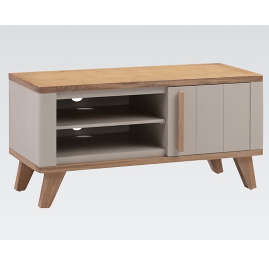Read more about Rimit wooden tv stand with 1 door in oak and beige