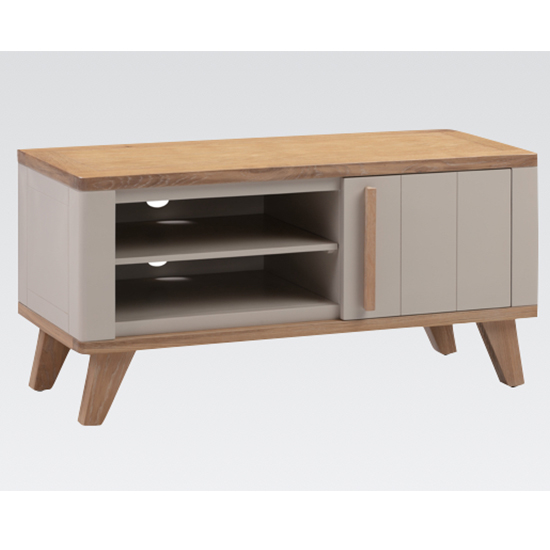 Rimit Wooden TV Stand With 1 Door  In Oak And Beige