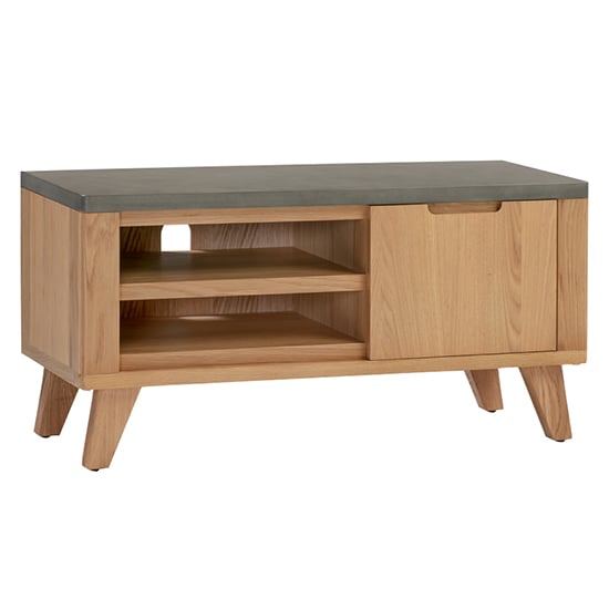 Photo of Rimit tv stand with 1 door in oak and concrete effect