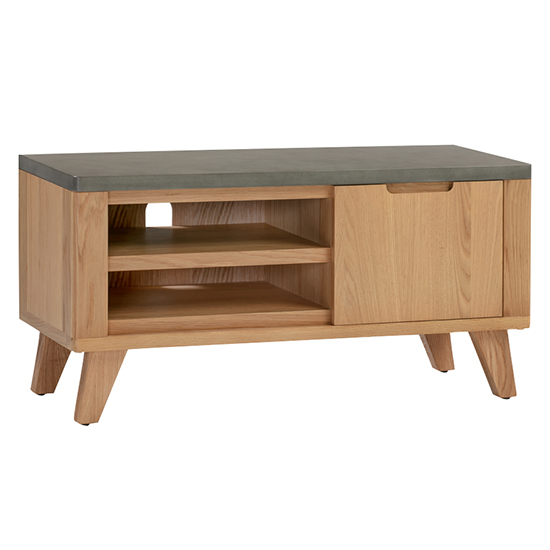 Photo of Rimit tv stand with 1 door in oak and concrete effect