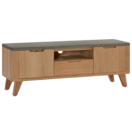 Read more about Rimit tv stand with 2 door 1 drawer in oak and concrete effect