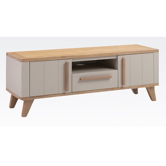 Product photograph of Rimit Wooden Tv Stand With 2 Doors 1 Drawer In Oak And Beige from Furniture in Fashion