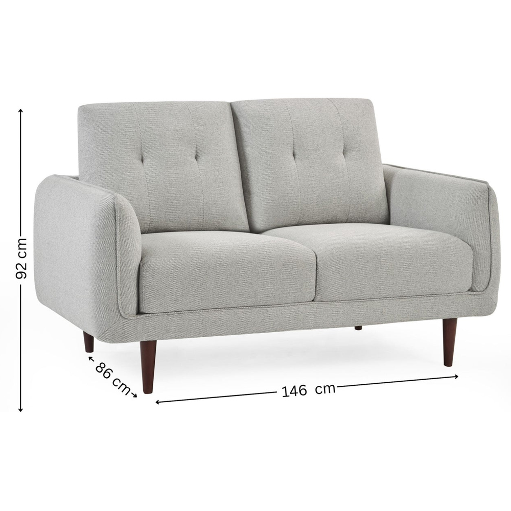 Rimouski Fabric 2 Seater Sofa - Light Grey