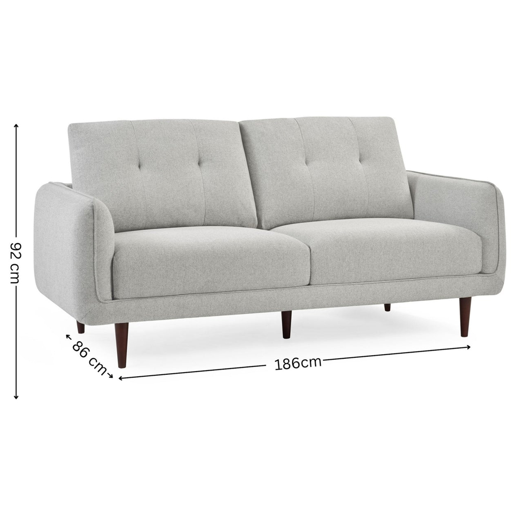 Rimouski Fabric 3 Seater Sofa - Light Grey