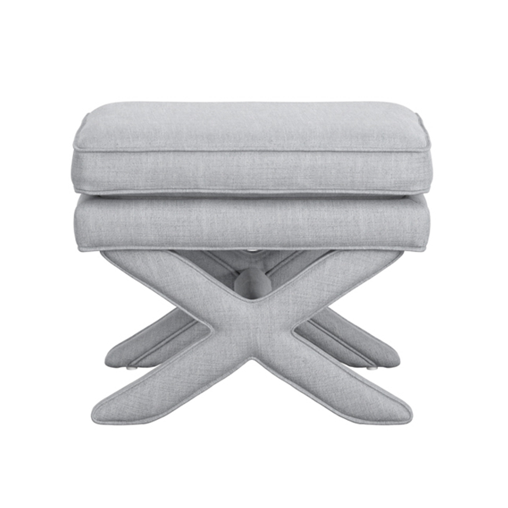 Rimouski Velvet Footstool - Light Blue