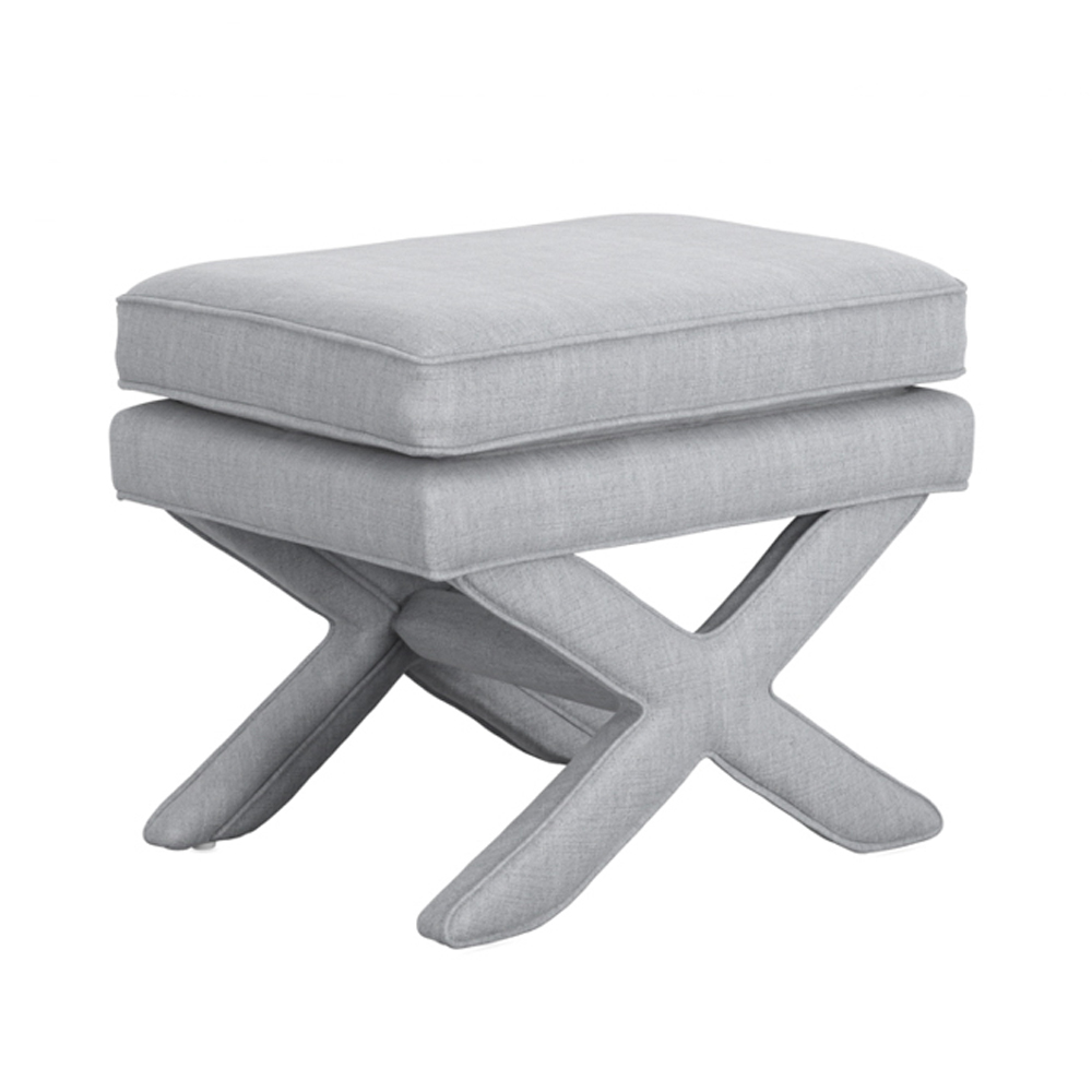 Rimouski Velvet Footstool - Light Blue