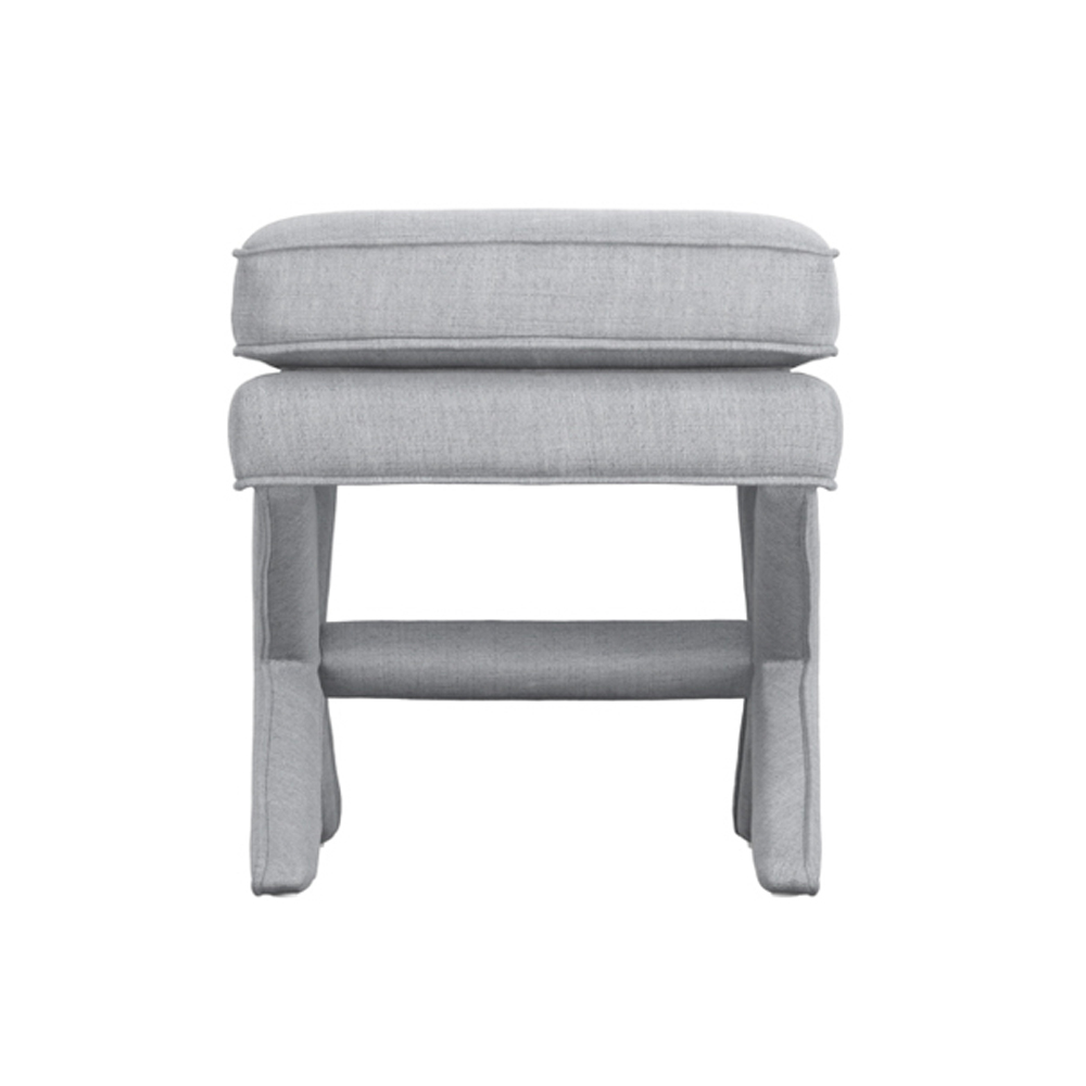 Rimouski Velvet Footstool - Light Blue