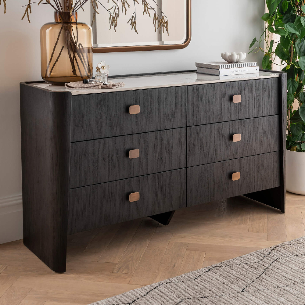 Read more about Rimouski wooden chest of 6 drawers in ebony brown