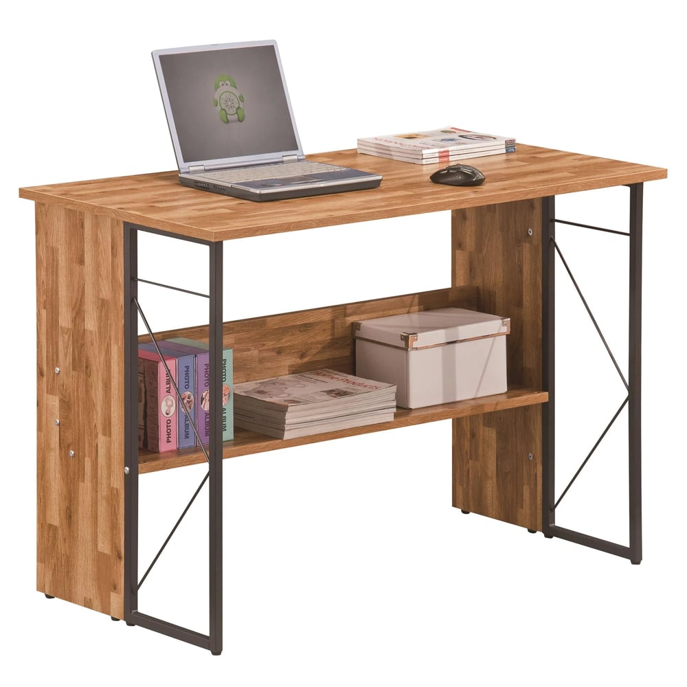 Rindge Wooden Laptop Desk With Grey Steel Frame In Walnut