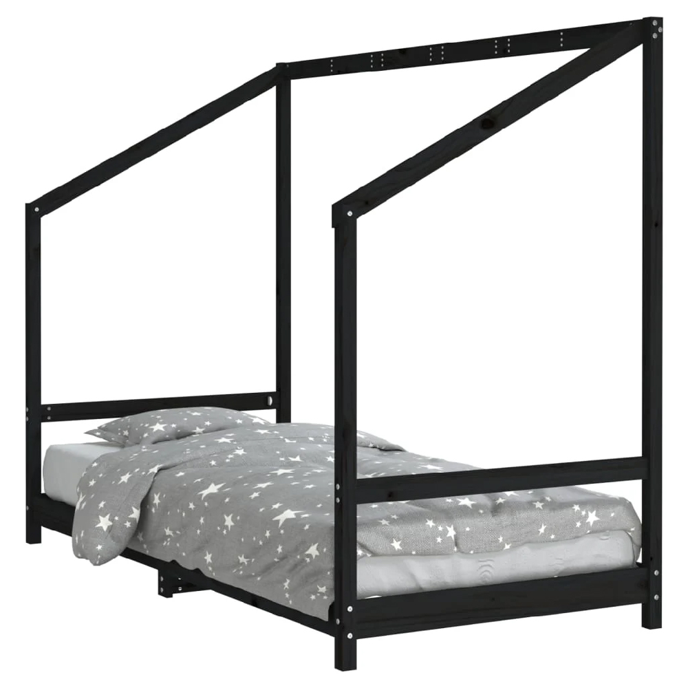 Ringgold 90x190cm Wooden Children Bed In Black