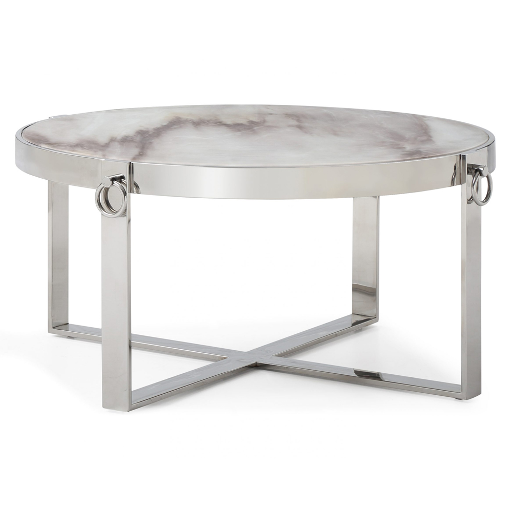 Ringgold Marble Coffee Table With Stainless Steel Frame