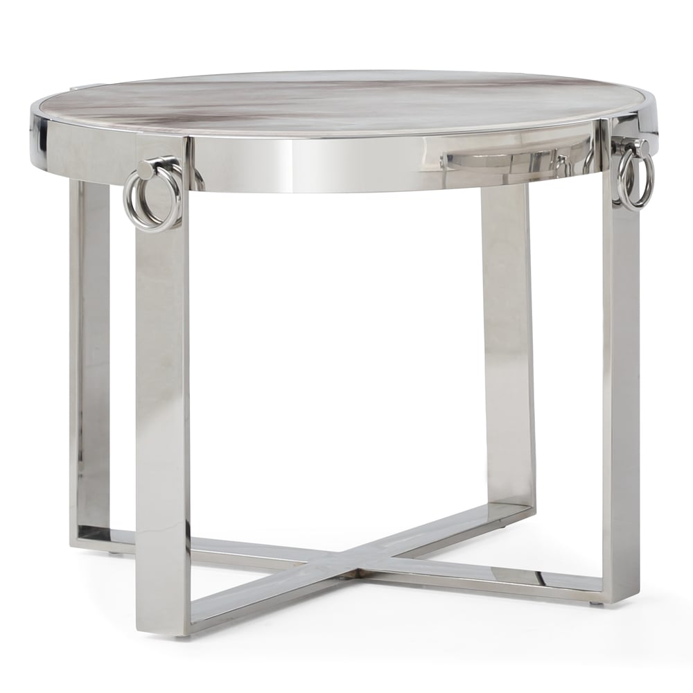 Ringgold Marble End Table With Stainless Steel Frame