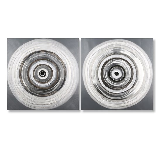 Rings Picture Set Of 2 Canvas Wall Art In Grey And White