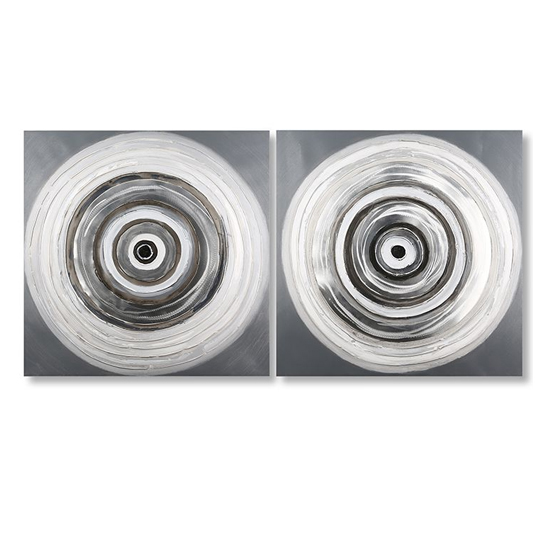 Read more about Rings picture set of 2 canvas wall art in grey and white