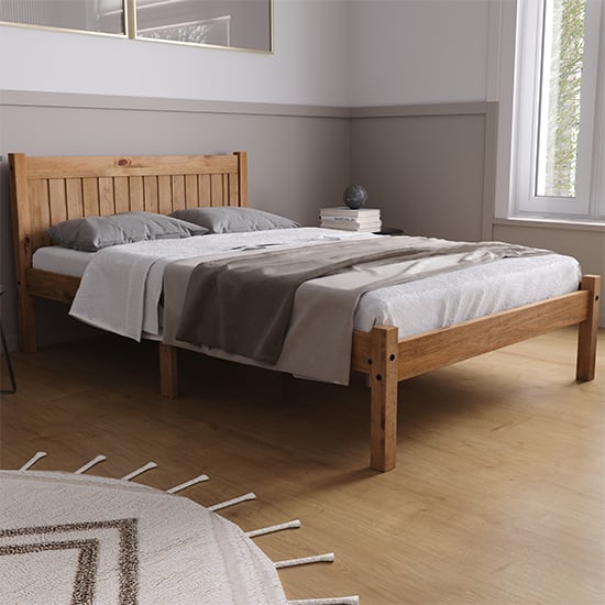 Product photograph of Rio Pine Wood Double Bed In Pine from Furniture in Fashion