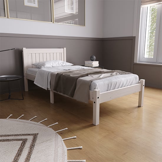 Photo of Rio pine wood single bed in white