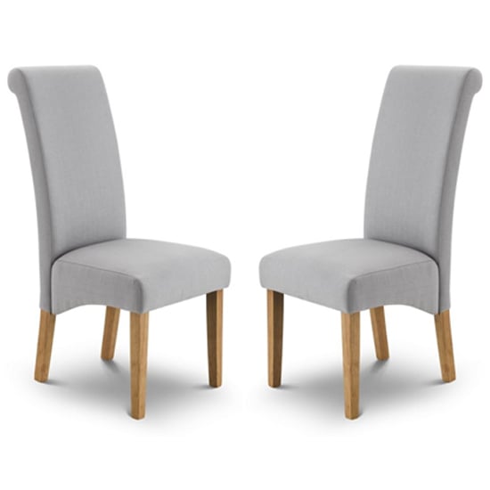 Photo of Ramos shale grey linen fabric dining chair in pair