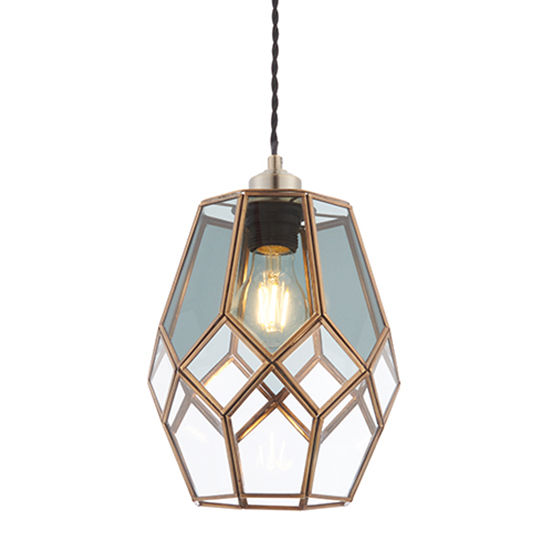 Product photograph of Ripley Glass Ceiling Pendant Light In Antique Brass from Furniture in Fashion