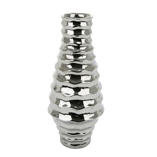 Ripple Ceramic Small Triangle Decorative Vase In Silver Furniture in