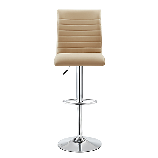 Ripple Faux Leather Bar Stool In Taupe With Chrome Base