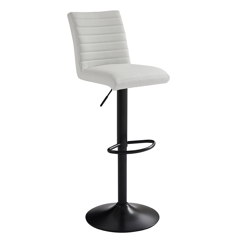 Ripple Faux Leather Bar Stool In White With Black Base