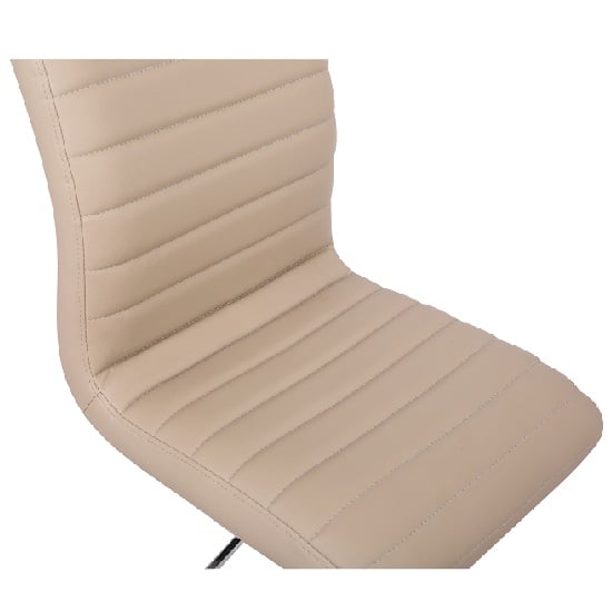 Ripple Faux Leather Bar Stool In Stone With Chrome Base_5