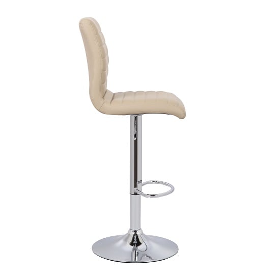 Ripple Faux Leather Bar Stool In Stone With Chrome Base_3