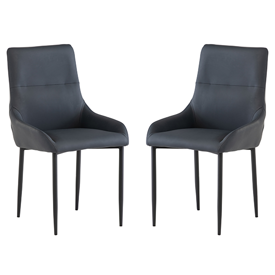 Read more about Rissa blue faux leather dining chairs with black legs in pair