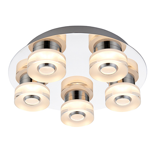 Rita LED 5 Lights Flush Ceiling Light In Chrome