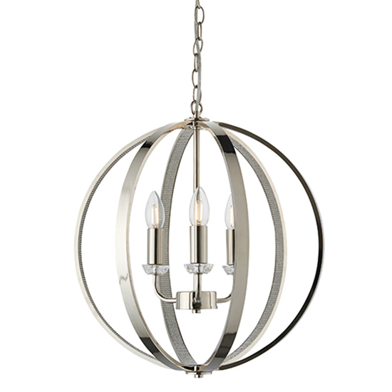 Product photograph of Ritz 3 Lights Ceiling Pendant Light In Bright Nickel from Furniture in Fashion