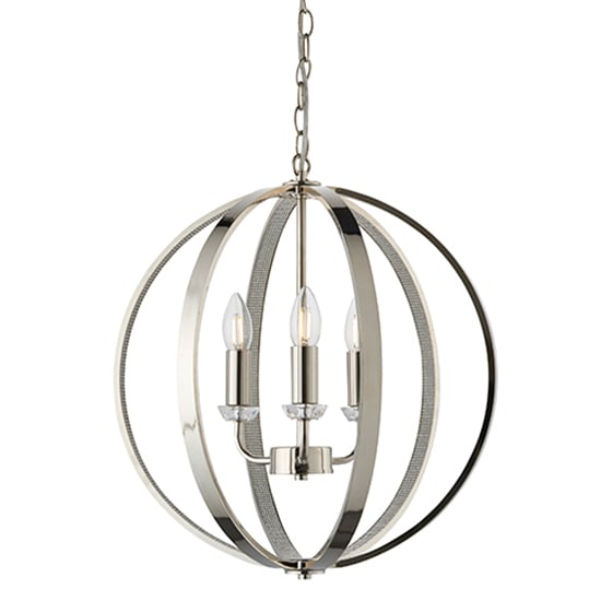 Photo of Ritz 3 lights ceiling pendant light in bright nickel