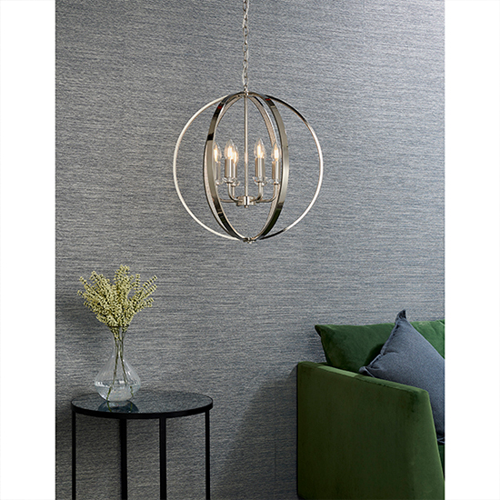 Ritz 6 Lights Ceiling Pendant Light In Bright Nickel