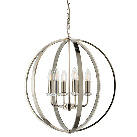 Photo of Ritz 6 lights ceiling pendant light in bright nickel