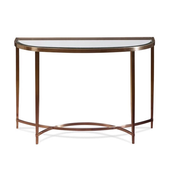 Photo of Ritz glass console table in clear and brushed antique brass