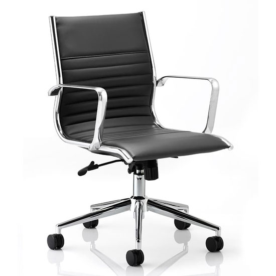 Ritz Leather Medium Back Executive Office Chair In Black