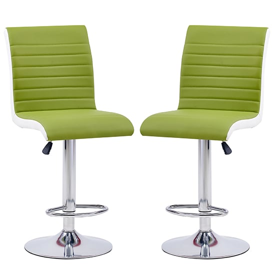 Ritz Lime And White Faux Leather Bar Stool In A Pair