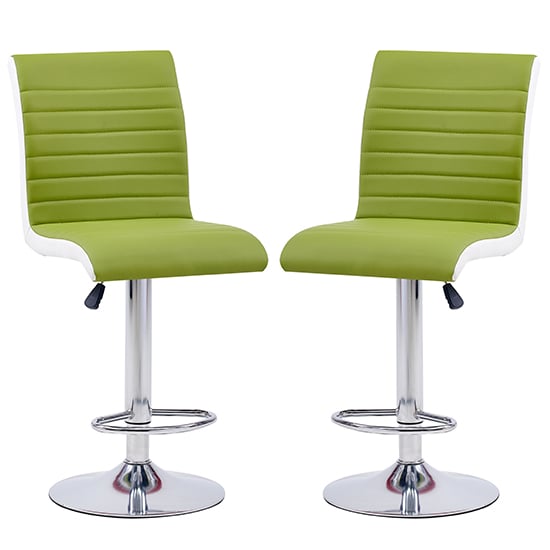 Product photograph of Ritz Green And White Faux Leather Bar Stools In Pair from Furniture in Fashion