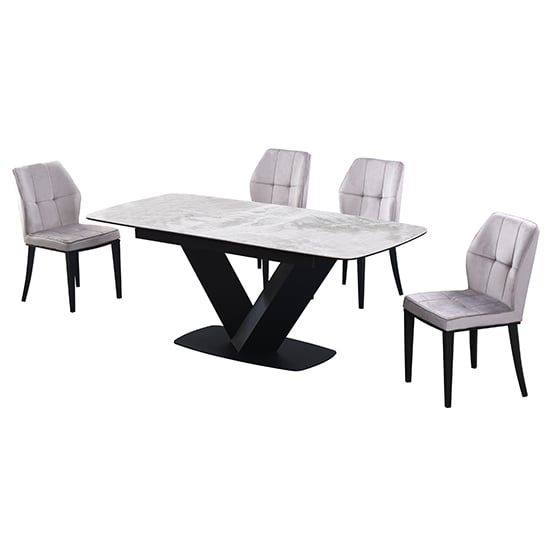 Riva Extending Ceramic Dining Table With 6 Romano Grey Chairs_2