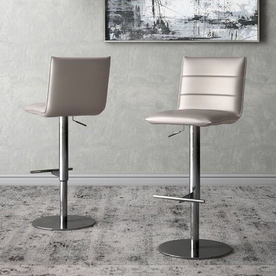 Product photograph of Radlett Taupe Faux Leather Bar Stools In Pair from Furniture in Fashion