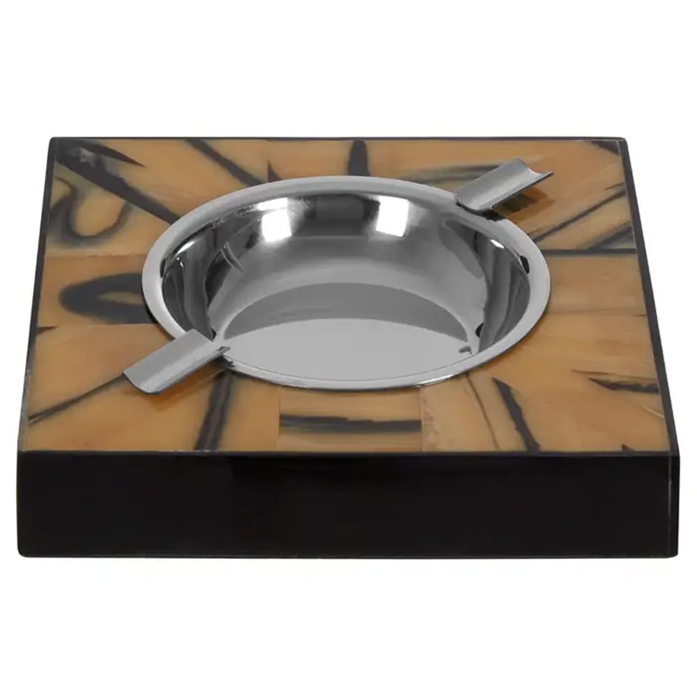 Product photograph of Riva Wooden Steel Ashtray In Brown from Furniture in Fashion
