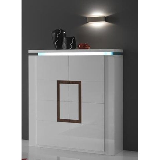 Garde Sideboard In White Gloss And Walnut With LED Lights