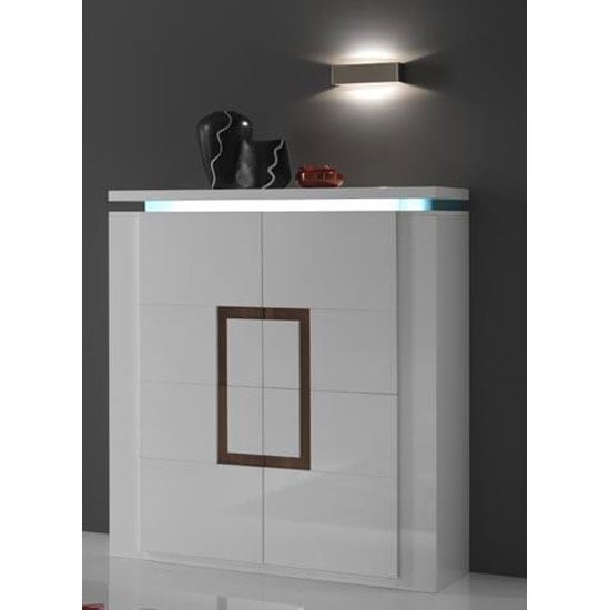 Photo of Garde sideboard in white gloss and walnut with led lights